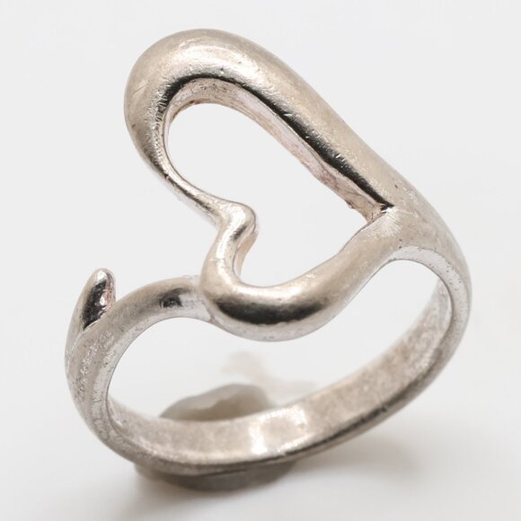 Vintage Sterling Silver Open Heart Ring - Picture 1 of 8